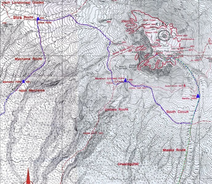 5. Tag aufst. Barafu H&uuml;tte 4540m - Stella Point 5745m - Uhuru Peak 5896m - Barafu H&uuml;tte -Mweka Route - Mweka H&uuml;tte 2835m